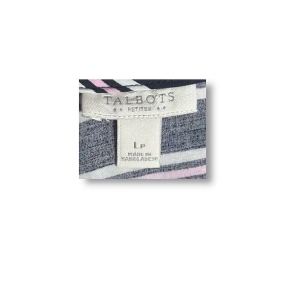 Talbots Petite L Knit Tank Top Navy White Stripe Sleeveless Keyhole Back Blouse - Picture 5 of 8